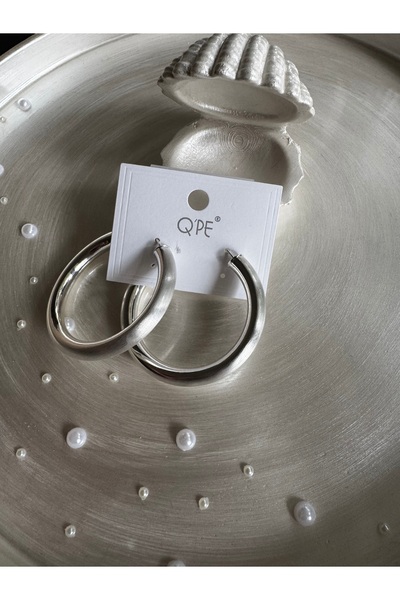 shop Matte Silver Hoop Earrings, Thick - 5 cm