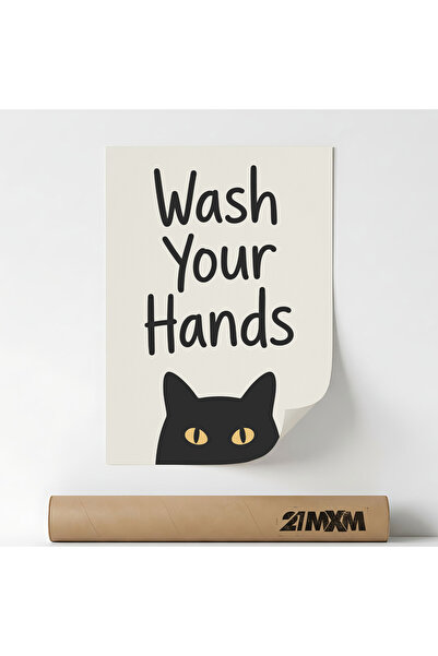 21mxm Poster decorativ, pentru baie, Wash Your Hands, A3 (29.7 x 42 cm), Fara...