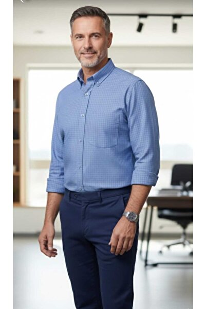 ADVANTE ΑΝΔΡΙΚΟ ΠΟΥΚΑΜΙΣΟ ΜΕ ΜΑΚΡΙΑ ΜΑΝΙΚΙΑ, ΤΣΕΠΕΣ, ΥΦΑΣΜΑ OXFORD, ΚΛΑΣΙΚΗ Γ...