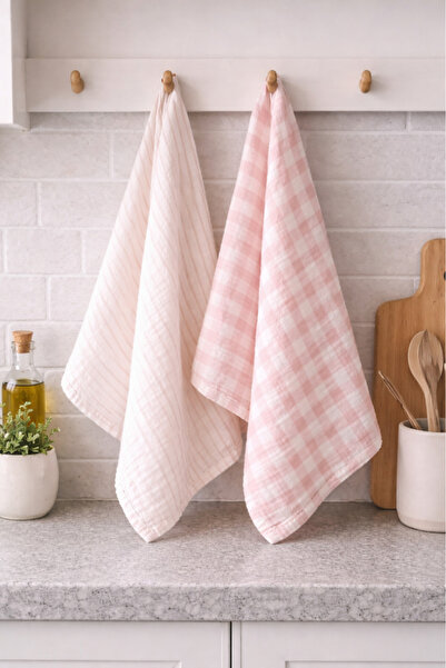 Elvya 100% Cotton Double Layer Muslin Kitchen Drying Cloth Set of 2 40X60 cm ...