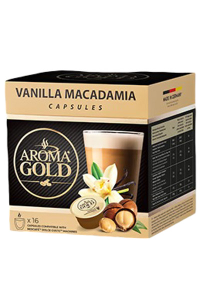 AROMA GOLD كبسولات قهوة بنكهة الفانيليا والمكاديميا، 256 غرام