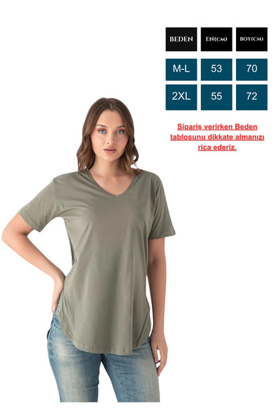 Orly More Women's V-Neck Slit Cotton T-Shirt