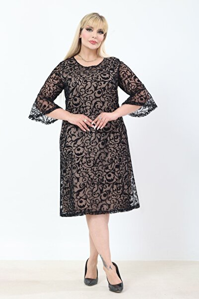 modayız Spanish Sleeve Plus Size Dress 1D-2772