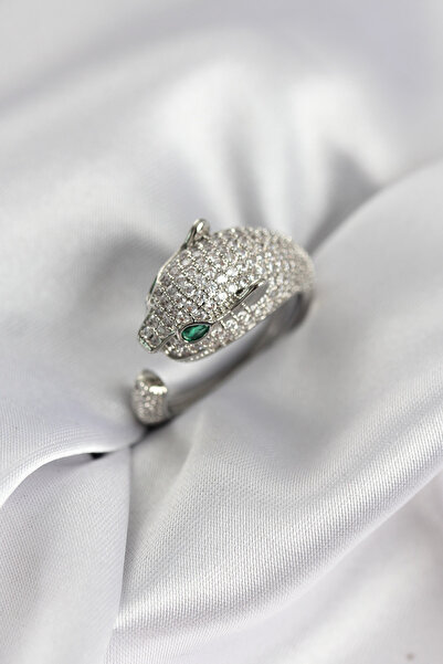 Twin Store Jaguar Model Silver Color Zircon Stone Women's Ring
