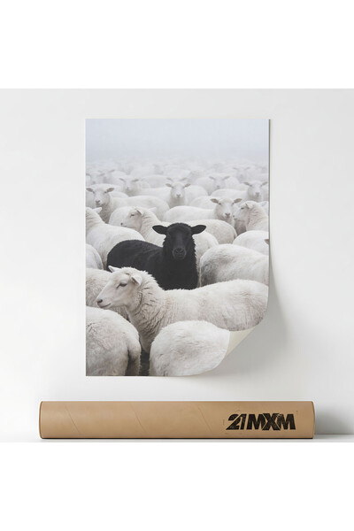 21mxm Poster Decorativ 'Black Sheep Among White', Material Textil, 240g/mp, F...