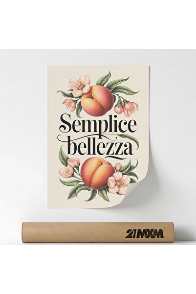 21mxm Poster decorativ, mesaj tipografic italian, Semplice Bellezza, A3 (29.7...