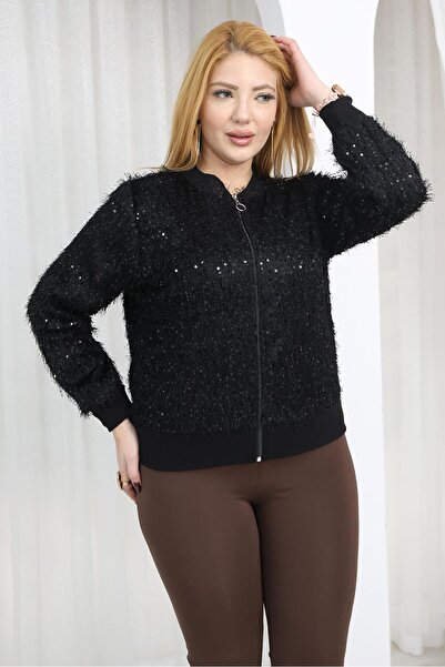 Siyezen Jachetă cu aplicații de paiete cu tematică de barbă, mărime mare