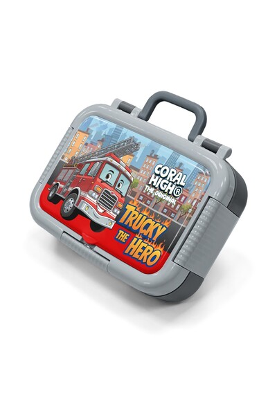 Coral High Παιδικό κουτί φαγητού από ανοξείδωτο ατσάλι με σχέδιο κόκκινου πυρ...