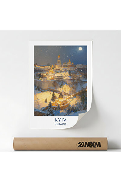 21mxm Poster 'Oras-Kyiv' Pe Panza Mata – Design Minimalist, A3 (29.7 x 42 cm)...