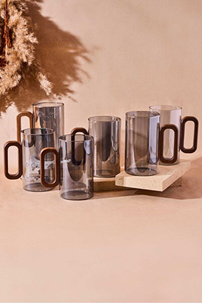 Perotti Siena 6'lı Silver Akasya Kulplu 350 ml Cam Kupa