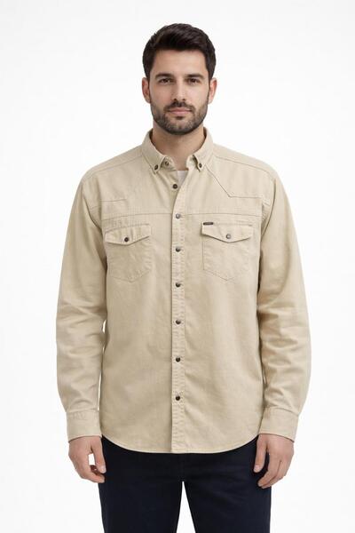 CLASSİCS MEN Conati long sleeve slim fit men's denim shirt - 7540