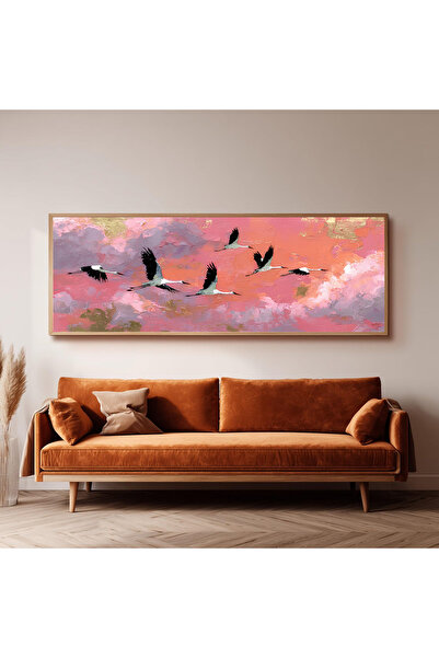 Dekorsiahome Ahşap Çerçeveli Panoramik Oturma Odası Salon Tablosu UZ0407