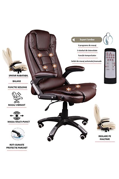 Mobplayers Scaun de birou Brandon Maro cu masaj, Balans si Functie *Sezlong*