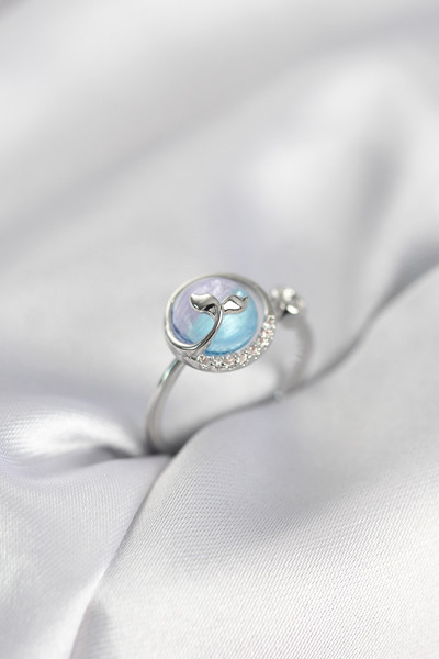 Skygo Silver Color Fish Tail Ocean Model Women's Ring - Tj-Byk4011