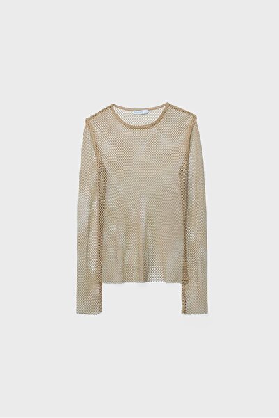 Stradivarius Metallic mesh T-shirt