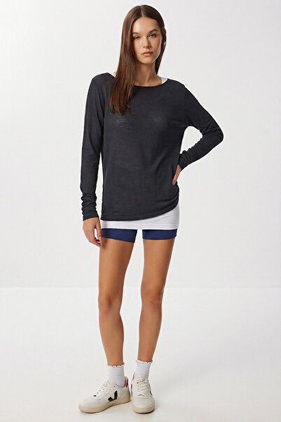 Lovelyİstanbul Basic Seasonal Knitted Blouse Lex0014 Anthracite