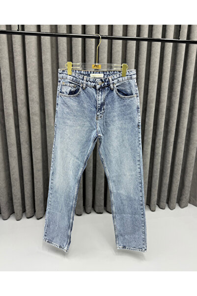 Avni Ceylan Men's Premium Ice Blue Baggy Fit Jean Trousers