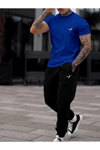 PAVRO Unisex Oversize Shorts Set Top and Bottom Two-Piece Casual Crystal Prin...