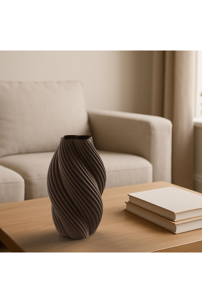 Lunera Accessories Modern Spiral Vazo – 3D Baskı Dekoratif Tasarım Vazo