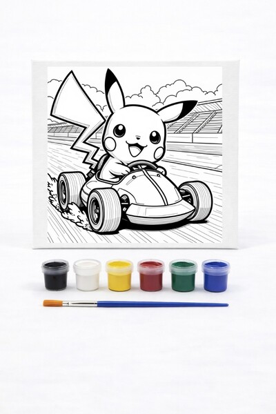 by burcu doğan Görselli Tuval (20x20) Akrilik Boyama Seti Çocuk Etkinlik Seti...