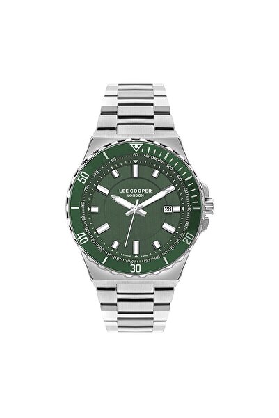 Lee Cooper Lc07622.370 Wristwatch |   45mm Green Dial, Steel Case and Band