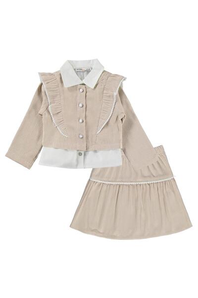 Kumru Civil Girls Košulja sa volanima i jakna, set od 3 dela, 2-5 godina - be...