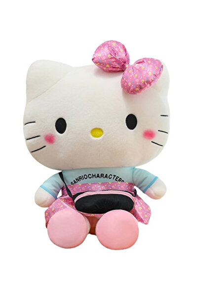 SANRIO دمية هيلو كيتي وبري مع فيونكة وردية وحقيبة حقيبة عابرة للجسم
