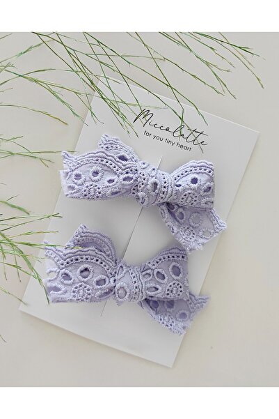 Miccolatte Girl's 2-Piece Scallop Lace Bow Clip Hairpin – 3-10 Years Old Scho...