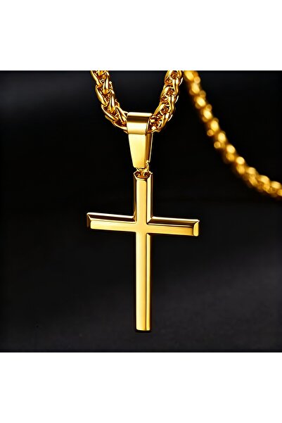 Tessero Lantisor cu pandantiv in forma de cruce din otel inoxidabil placat cu...