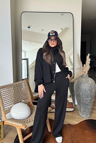 Sohotique By P Ntw Modal Fabric Fisherman Button and Zipper Detail Set Black