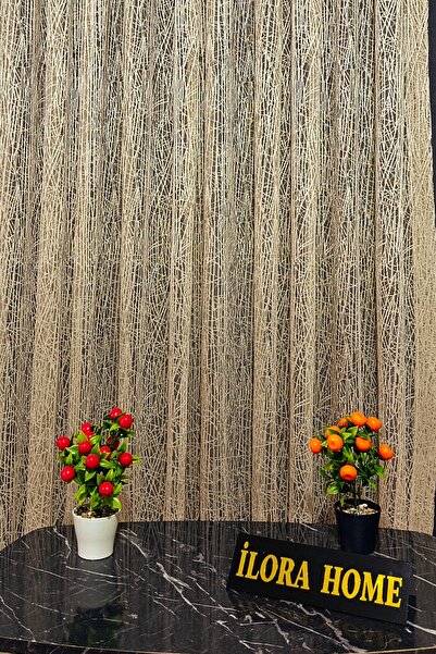 ilora home Premium vizon bej cam kırığı tasarım 1/3 kat pileli