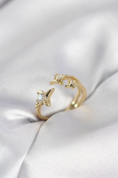 Epilons خاتم نسائي ذهبي اللون من مينيمال بول ستار - TJ-BYK4135 ZENVIA-TG4356