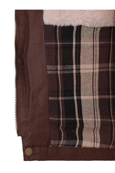 Civil Boys Palton cu guler tip cămașă pentru 10-13 ani - Maro 10-11 ani