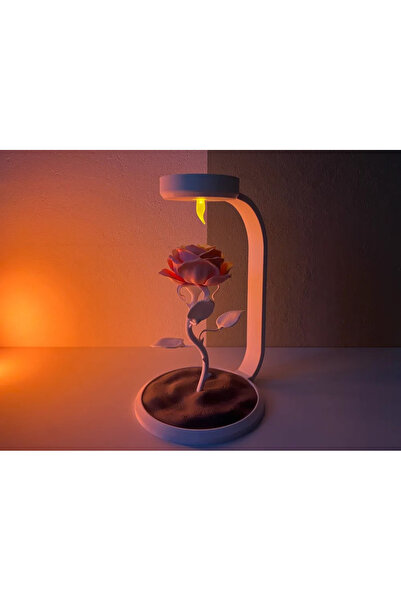 Mays3Dstudio 3D Baskı Işıklı Gül Gece Lambası – Romantik LED Masaüstü Dekor