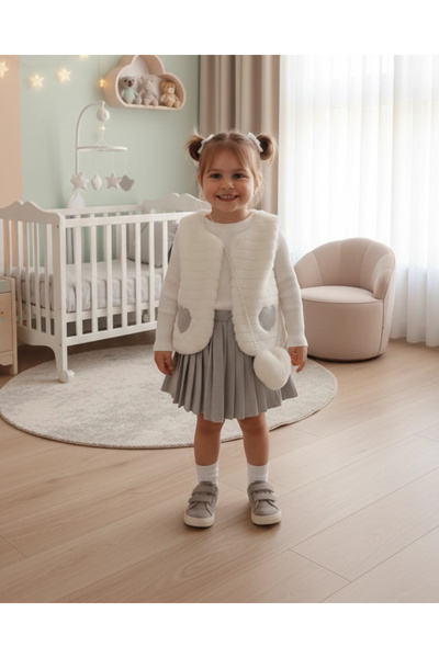 My Lusa baby wear Girl's 4-Piece Combination Set with Pleated Skirt and Heart...