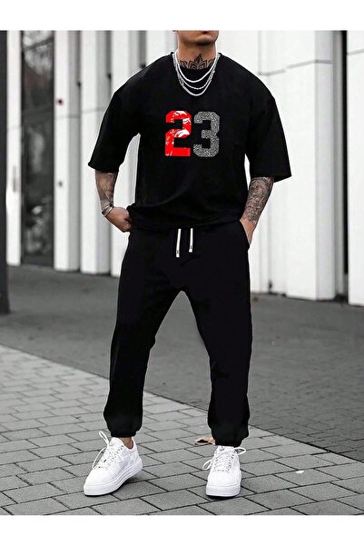 PAVRO Unisex Oversize Shorts Set Top and Bottom Two-Piece Comfortable Mixed P...