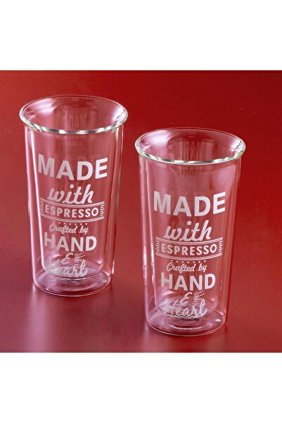 Tuncel Store Jumbo Glory Double Walled 2-Piece Patterned Glass 350 ml
