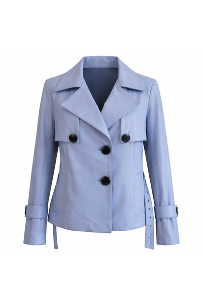 BeeShine Leather Jacket, 100% Genuine Lambskin Trench Coat Women's Coat