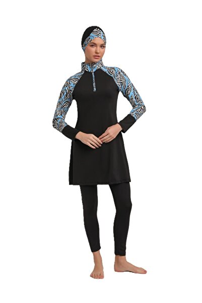 Chelly Fully Covered Half Zipper Hijab Swimsuit