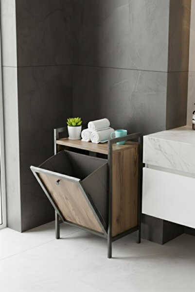 Milonsa Kapaklı Çamaşır Sepeti & Banyo Düzenleyici Dolap | Metal Ayaklı Moder...
