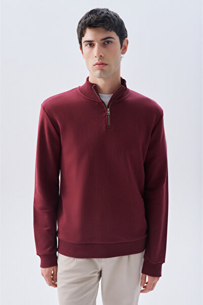 Mudo Zippered Lapel Neck Sweatshirt