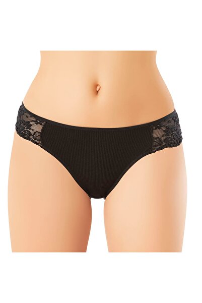 İncili Kadın Dantelli Kaşkorse Külot – Çiçek Desenli Dantel, Esnek ve Konforlu
