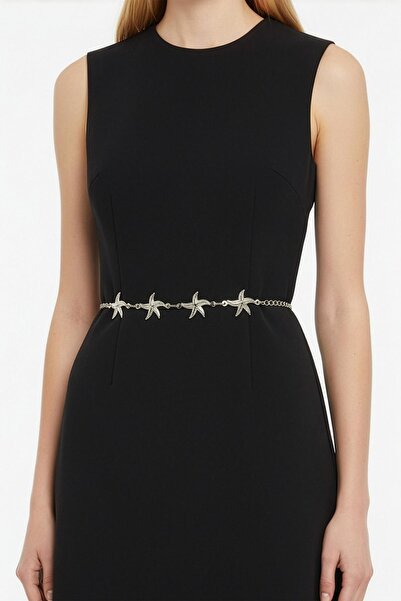 Rays 443 Star Detail Chain Belt Silver