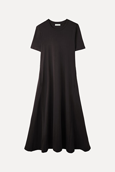 Mudo Oversize Short Sleeve Pocketed Midi Dress