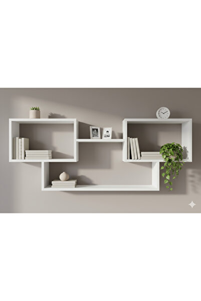 Çamsan Rafixa Beyaz MDF Yatay Kademeli Duvar Rafı - Modern Kitaplık ve Geniş ...