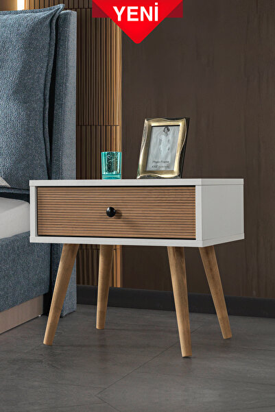 Evmo Home 5103 Vita ( AHŞAP AYAKLI ) Komodin Çekmeceli Yatak Odası Bebek Odas...