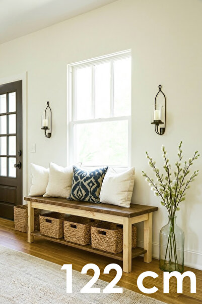 vornom Ladin Ahşap Hol ve Antre Bench - Ahşap Kapı Önü Bank