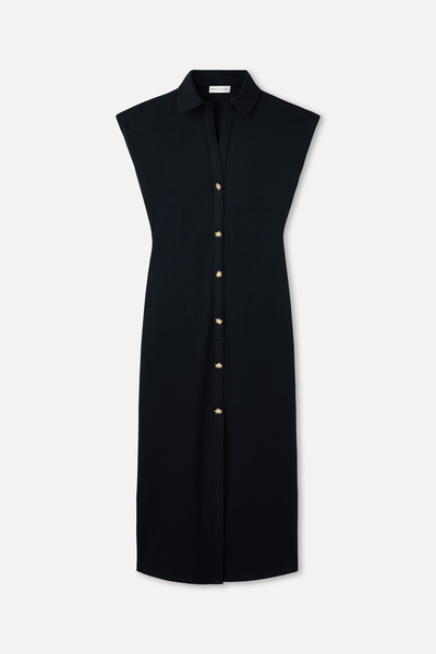 Mudo Fitted Button-Detail Sleeveless Midi Dress