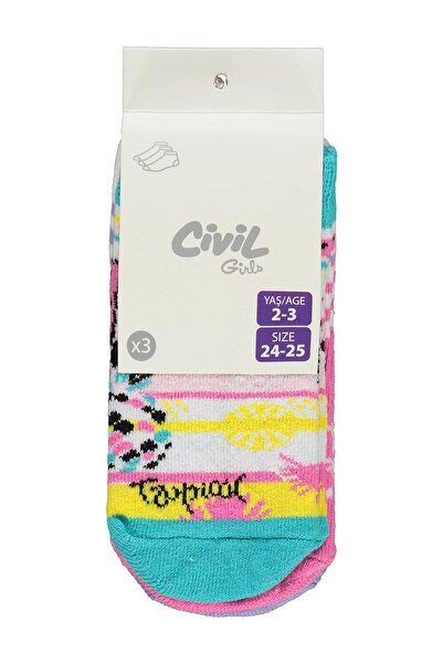 Civil Girls Hello Summer 3-Pack Girls' Booties Socks for Ages 2-12 - Standard...