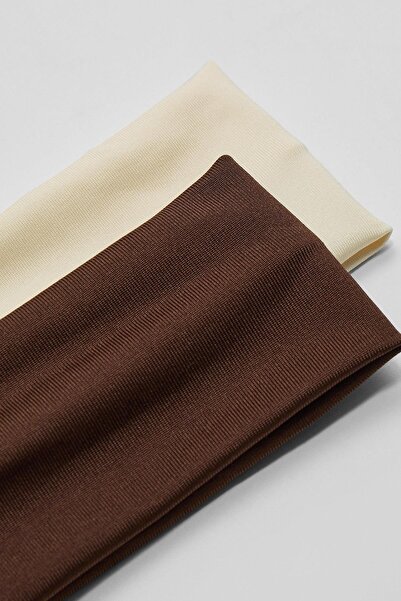 New Obsessions 2 bucăți bandă de păr din jerseu în nuanțe de cafea